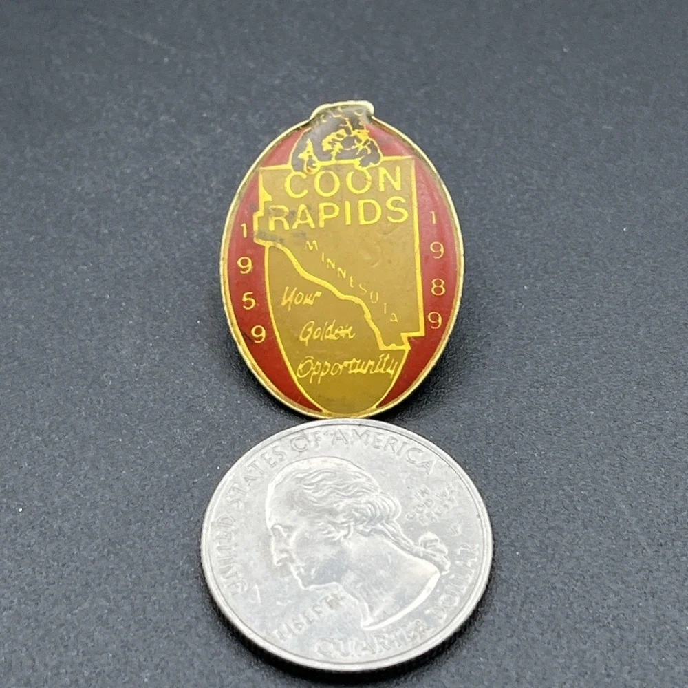 Coon Rapids Minnesota Your Golden Opportunity Raccoon Lapel Hat‎ Pin